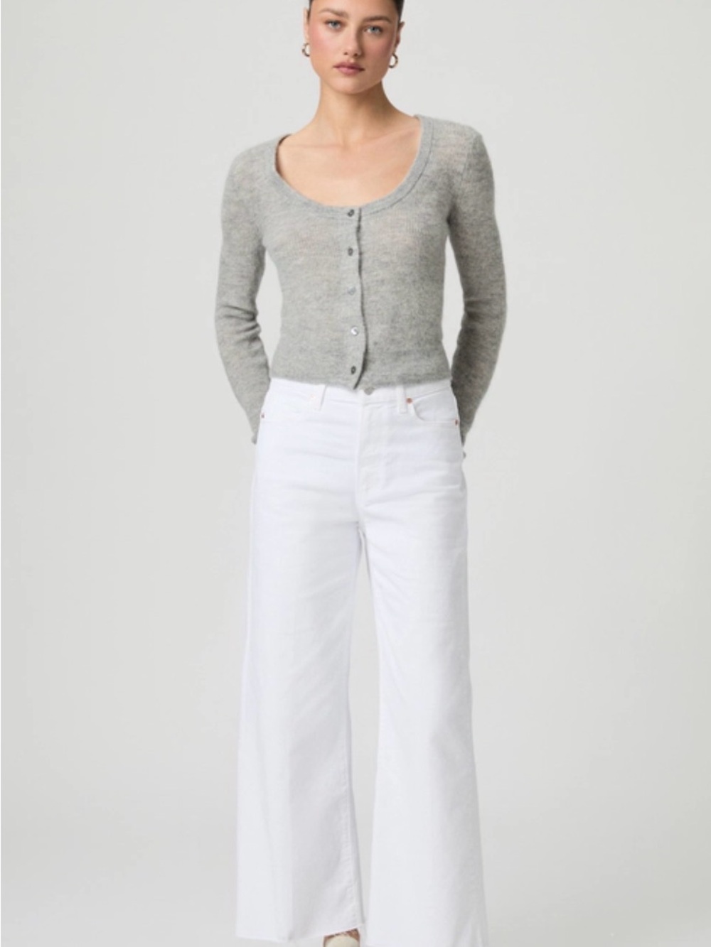 PAIGE White Wide-Leg High-Rise Jeans